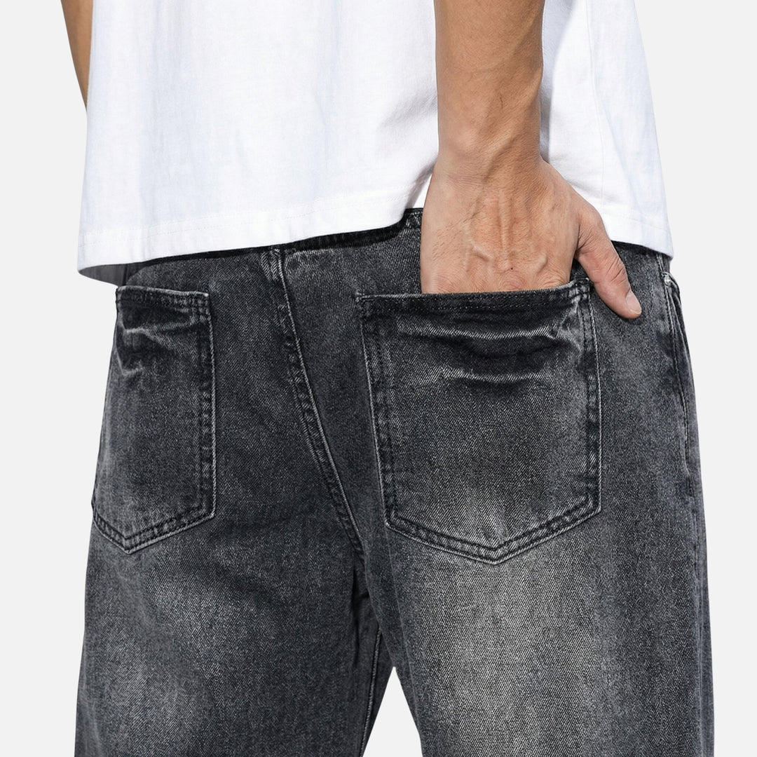 Jeans in denim a taglio dritto con lavaggio casual da uomo