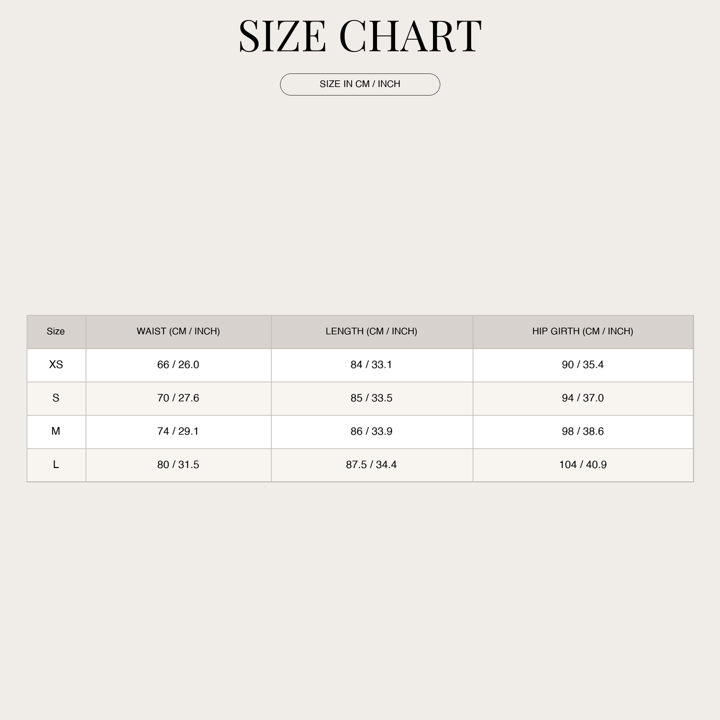 Falda vaquera con botonadura completa para mujer size chart