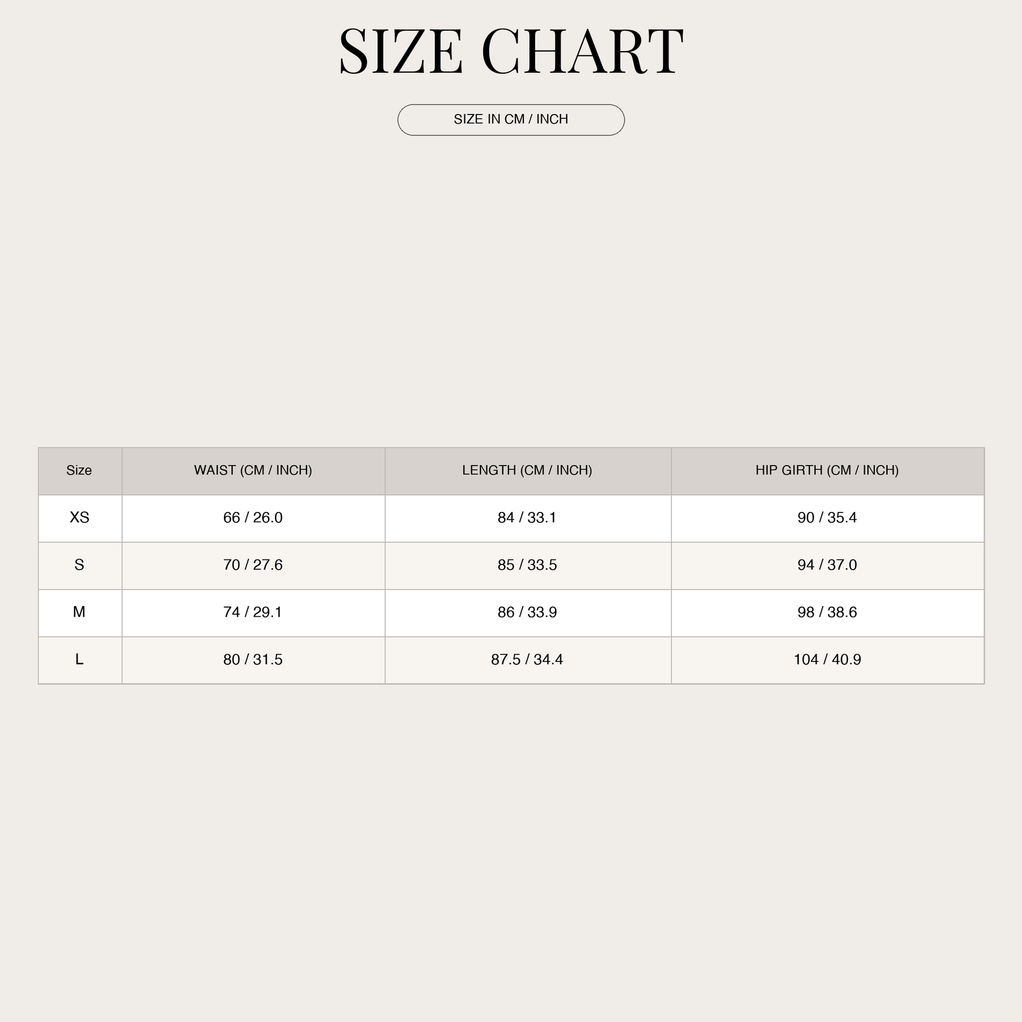 Size chart