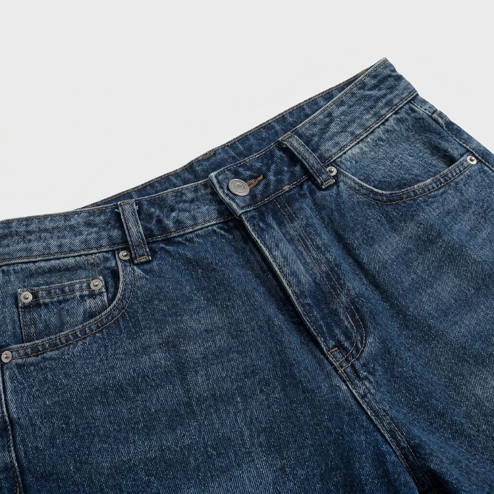 Shorts di jeans a ginocchio con vita alta e taglio dritto da donna