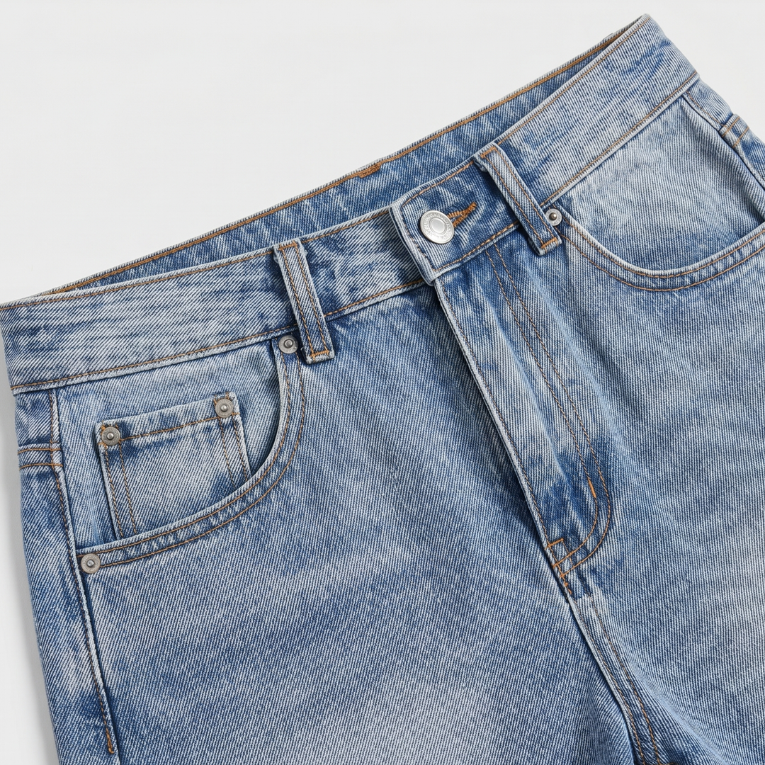 Denim shorts in relaxed fit with raw hem for women
