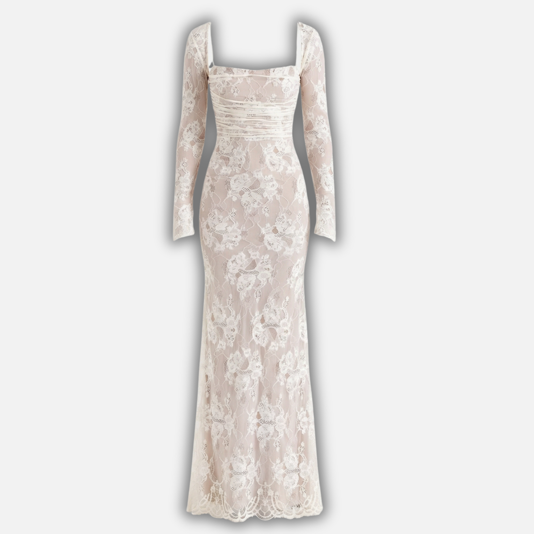 Abito trasparente in pizzo floreale con bustier corsetto da donna