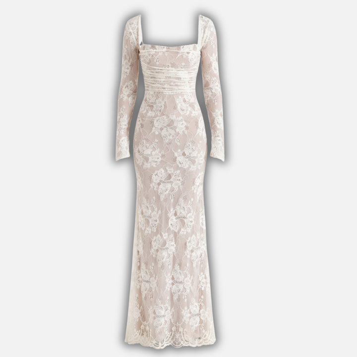 Abito trasparente in pizzo floreale con bustier corsetto da donna