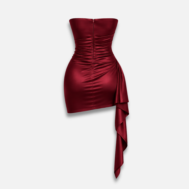 Elegantes Satin Mini-Kleid mit Strapless-Ausschnitt für Damen