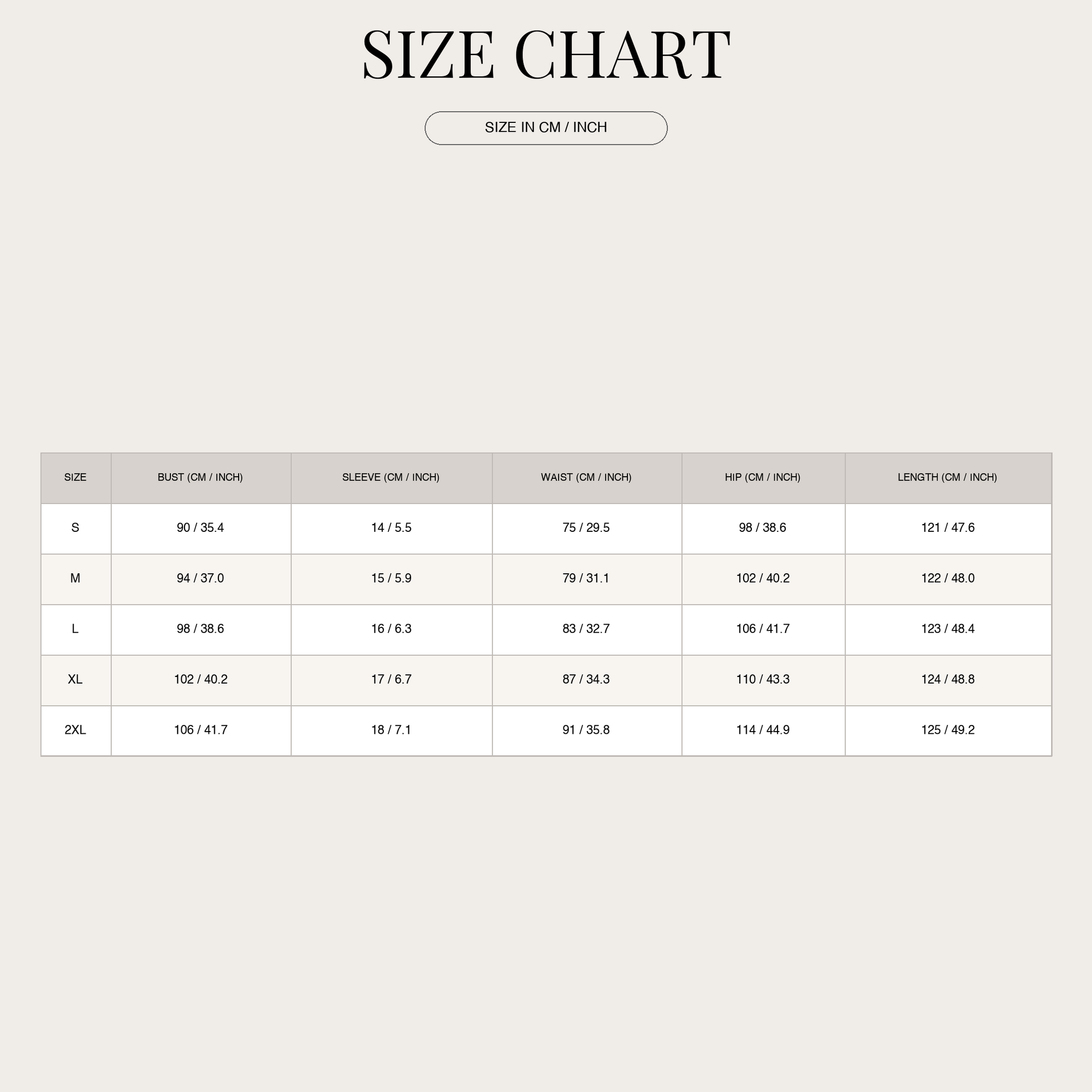 Size chart