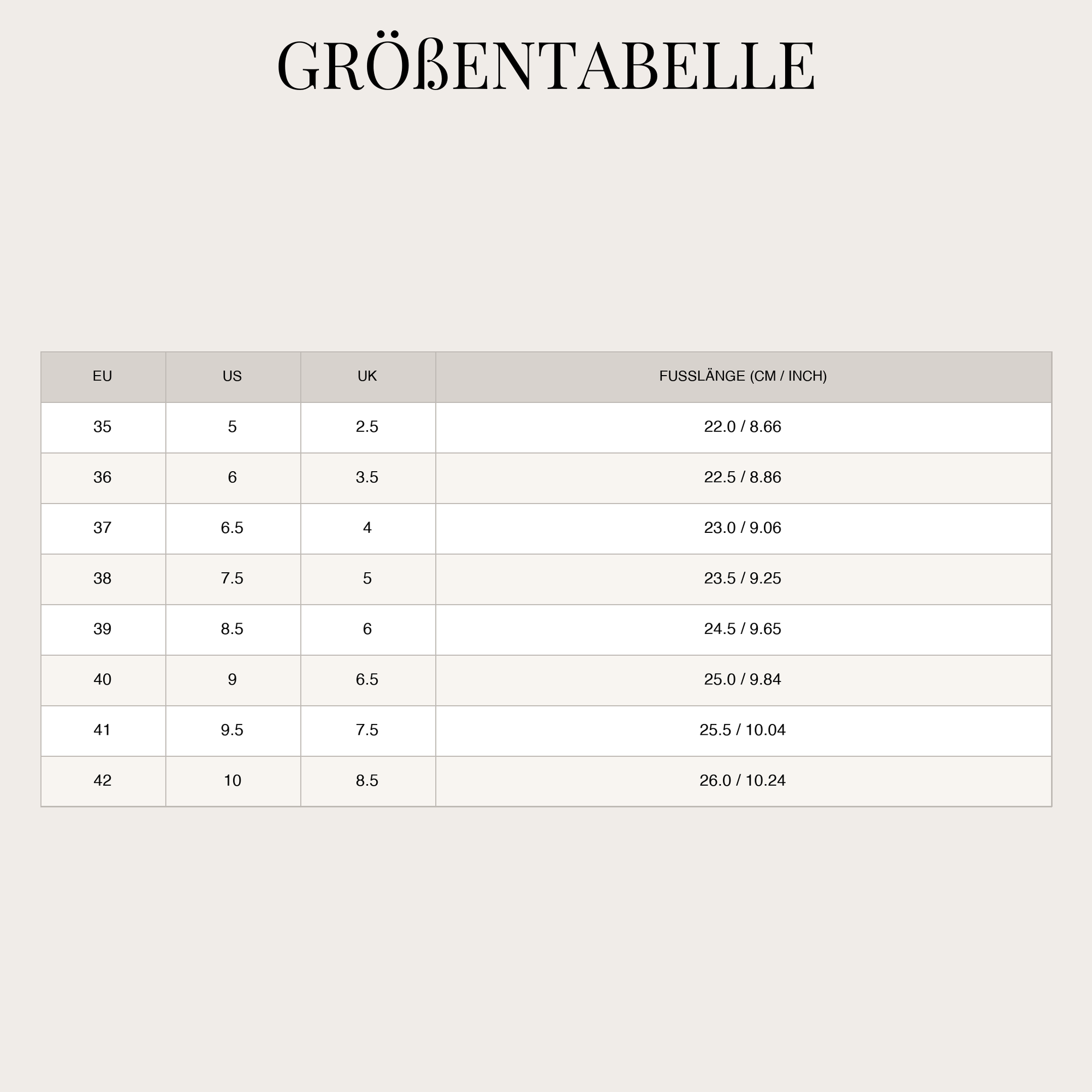 Size chart