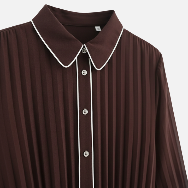 Rochie plisată din chiffon cu curea în talie pentru femei