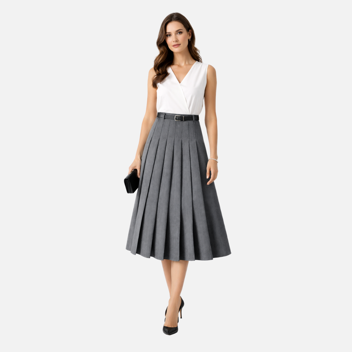 Falda plisada con cinturilla ajustable para mujer