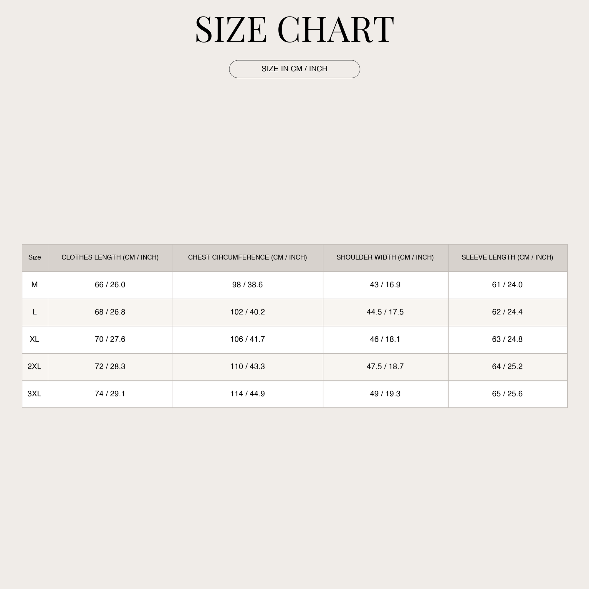 Size chart