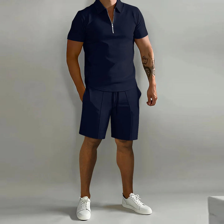 Feinstrick_Half_Zip_Polo_Shorts_Set_fuer_Herren_2