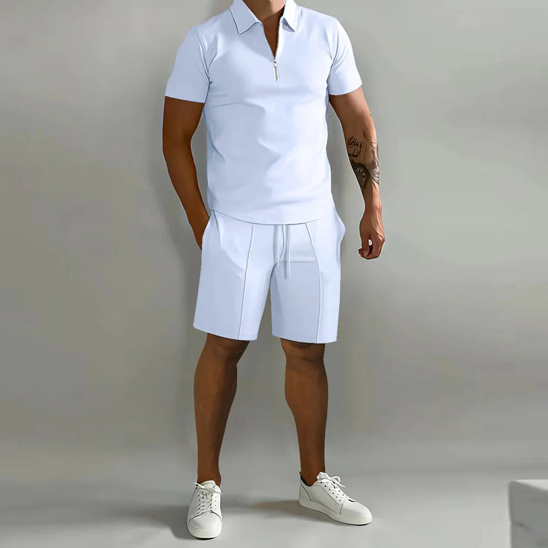 Feinstrick_Half_Zip_Polo_Shorts_Set_fuer_Herren_3