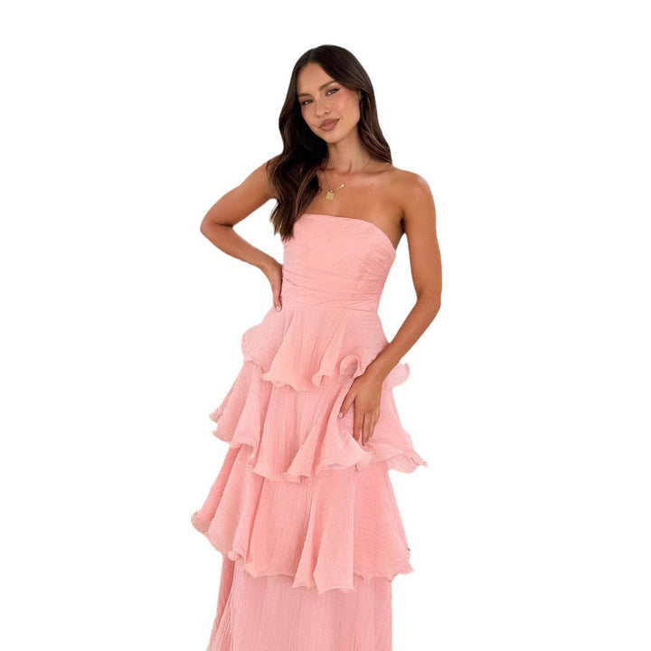 Festliches_traegerloses_gestuftes_Maxikleid_mit_Rueschen_fuer_Damen_4