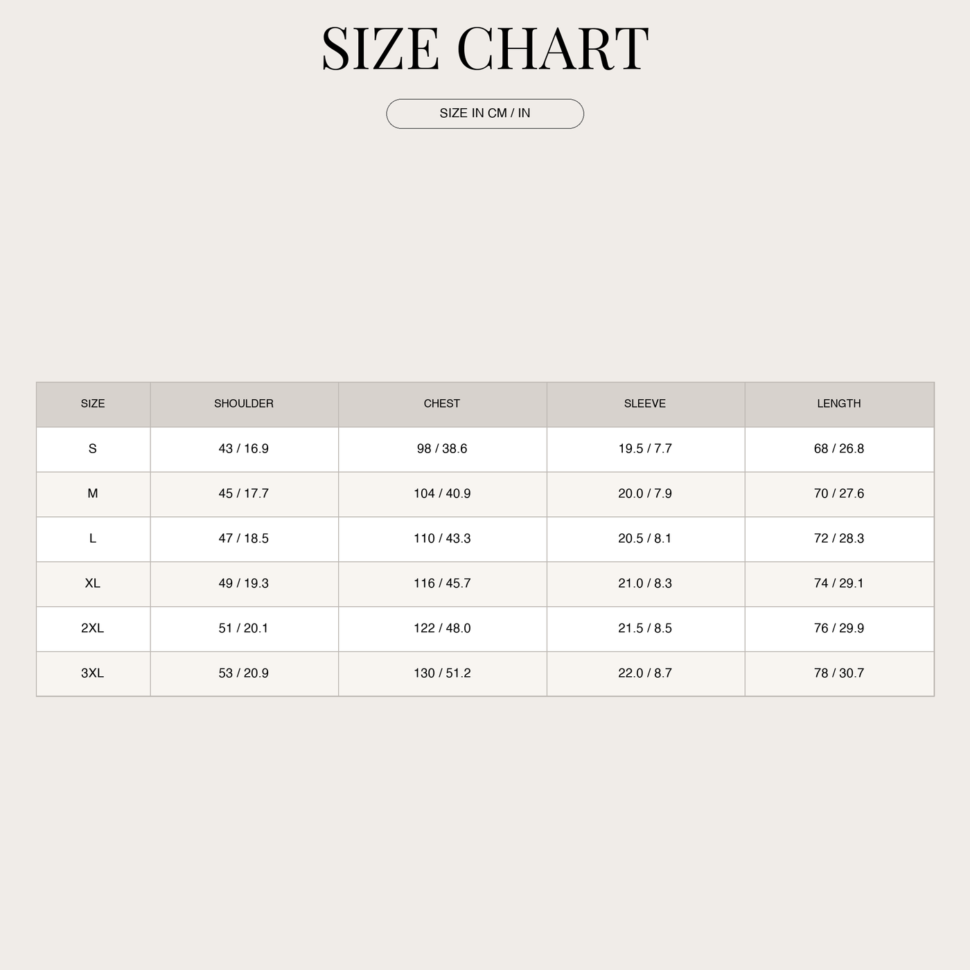 Εφαρμοστό βαμβακερό Henley μπλουζάκι για άνδρες size chart