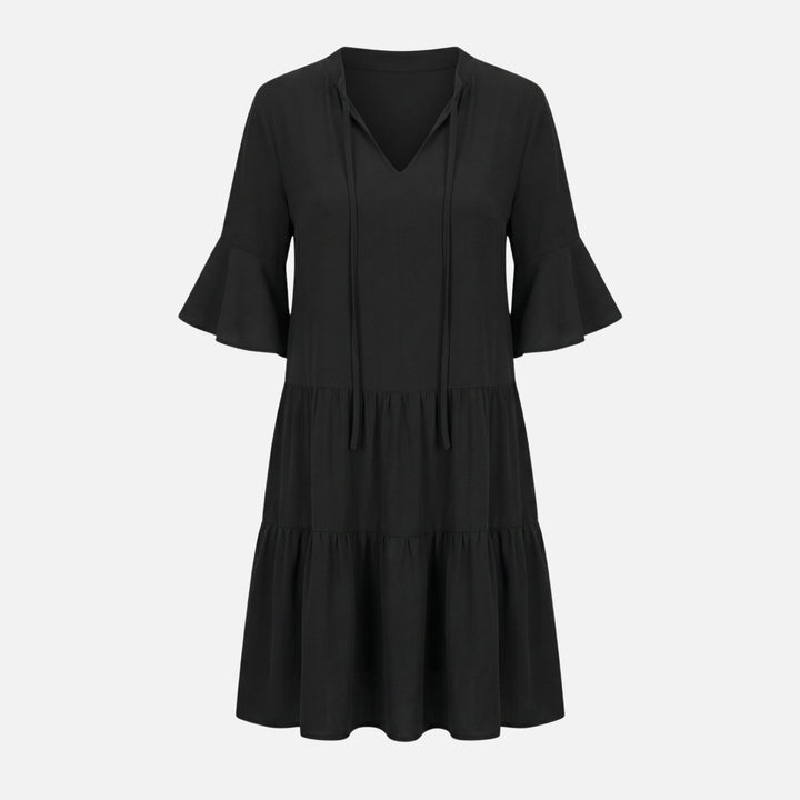 Abito midi fluido con motivo leopardato e scollo a V da donna