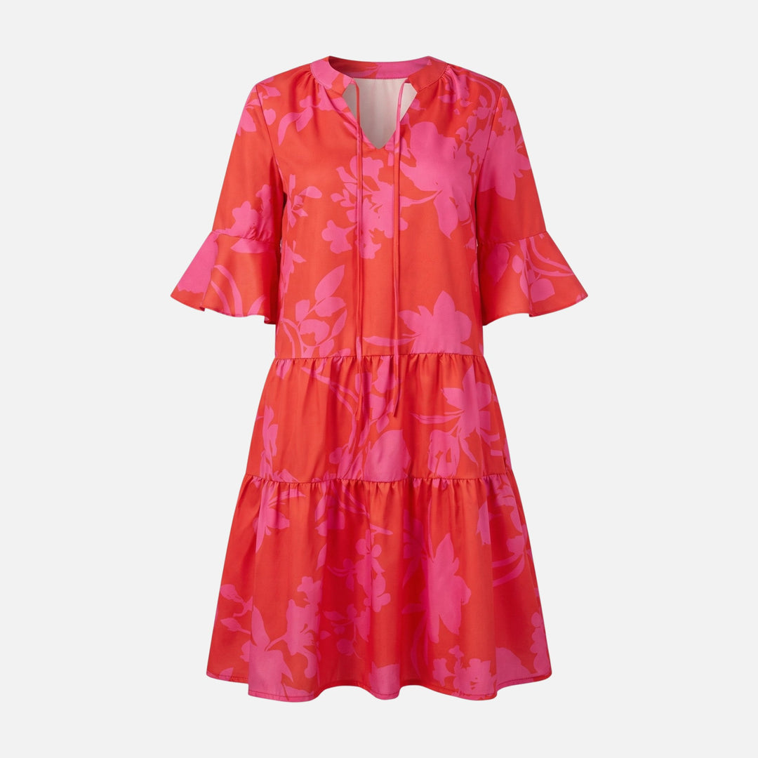 Abito midi fluido con motivo leopardato e scollo a V da donna