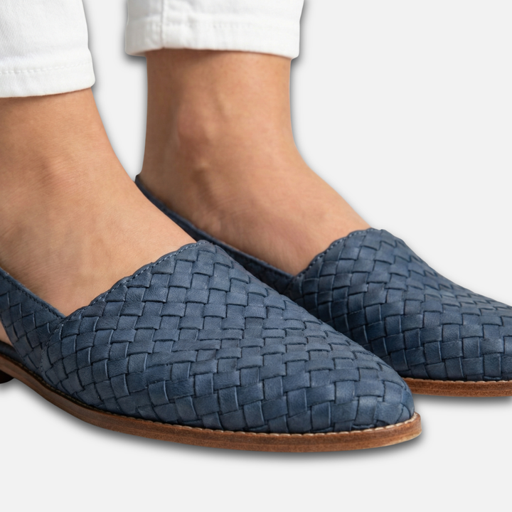 Pletené slingback baleríny s přezkami pro ženy