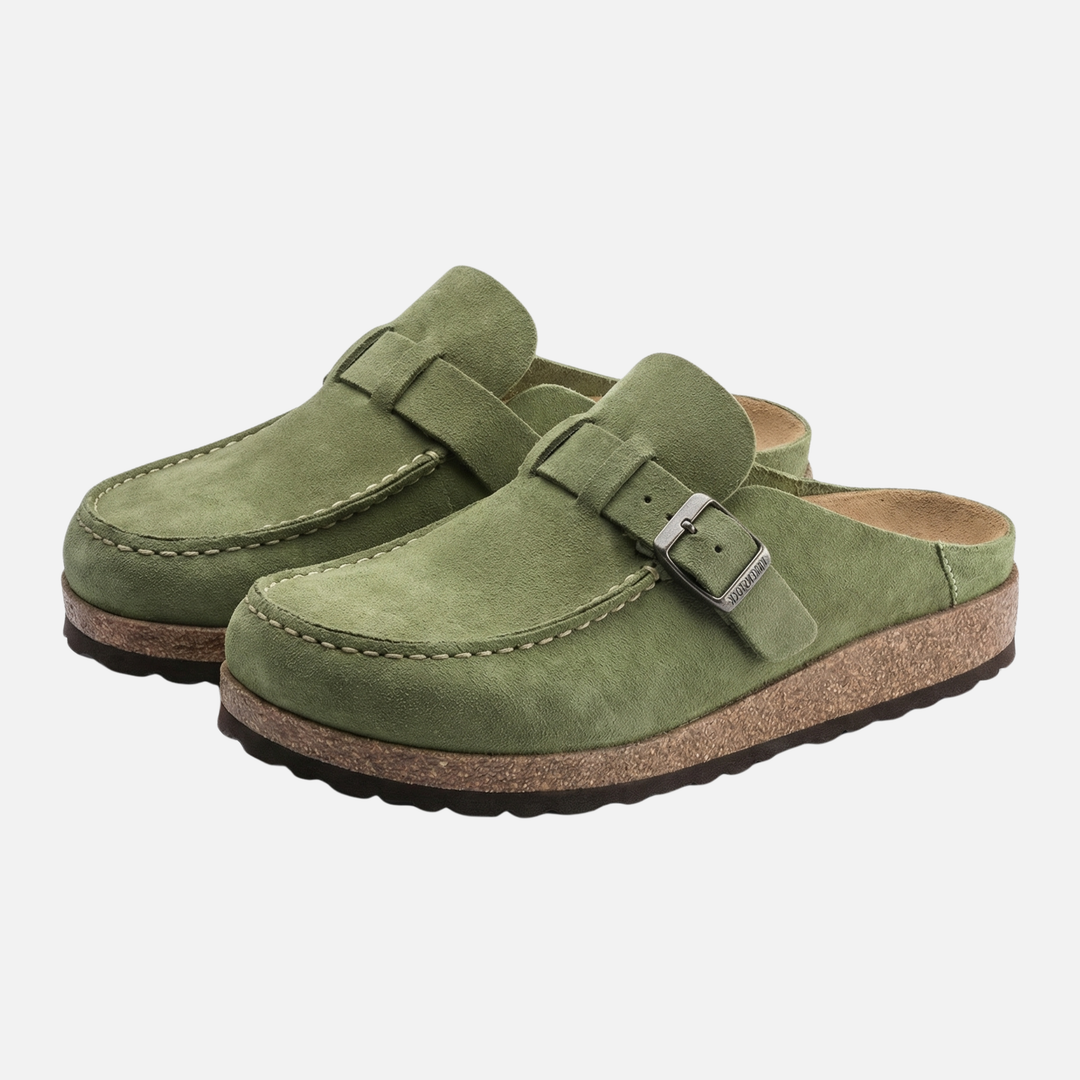 Zuecos acolchados con hebilla ajustable para mujeres