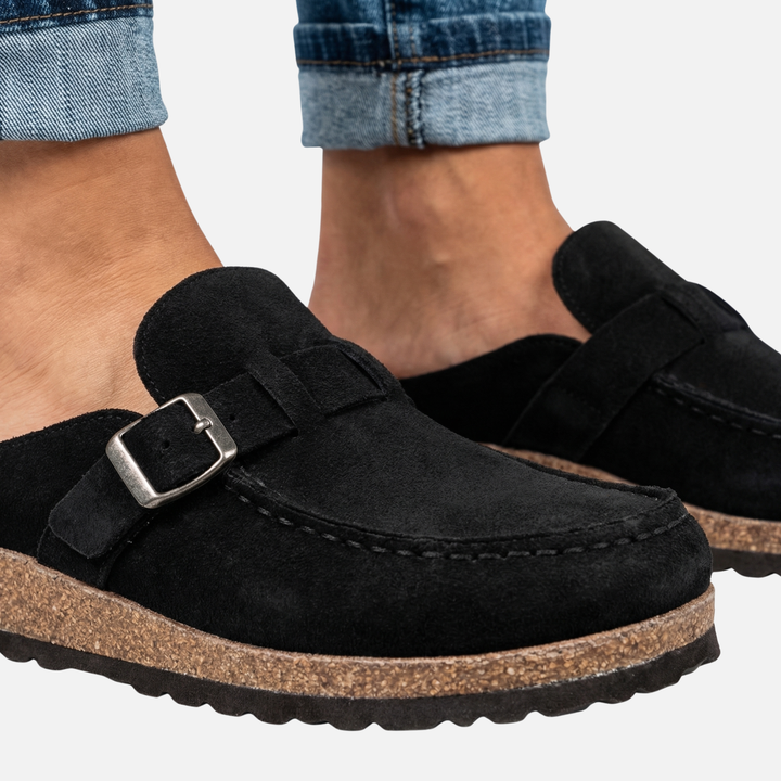 Zuecos acolchados con hebilla ajustable para mujeres
