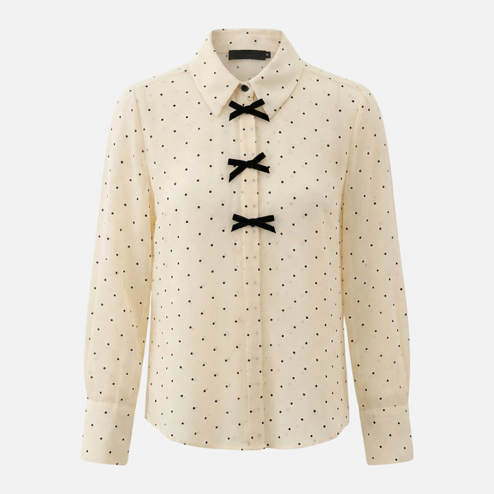 Polka Dot Blouse with Bow Collar for Women