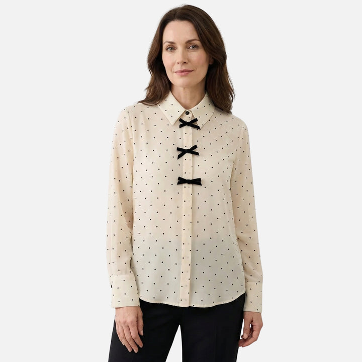 Polka Dot Blouse with Bow Collar for Women