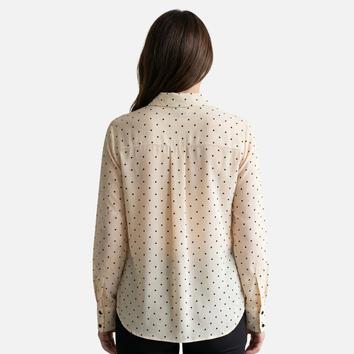 Polka Dot Blouse with Bow Collar for Women