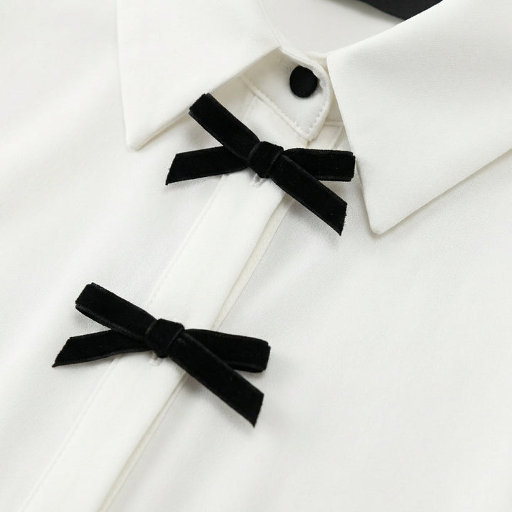 Polka Dot Blouse with Bow Collar for Women