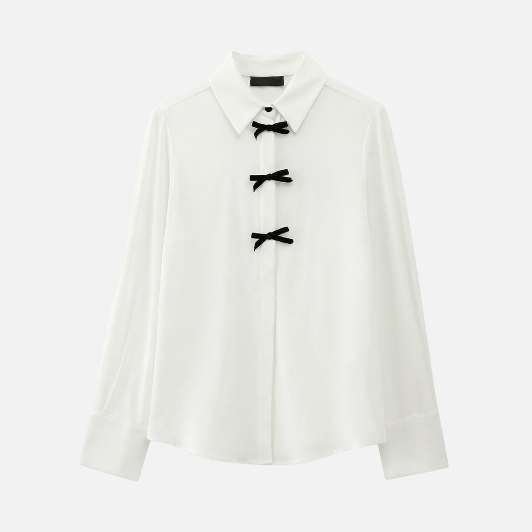 Polka Dot Blouse with Bow Collar for Women