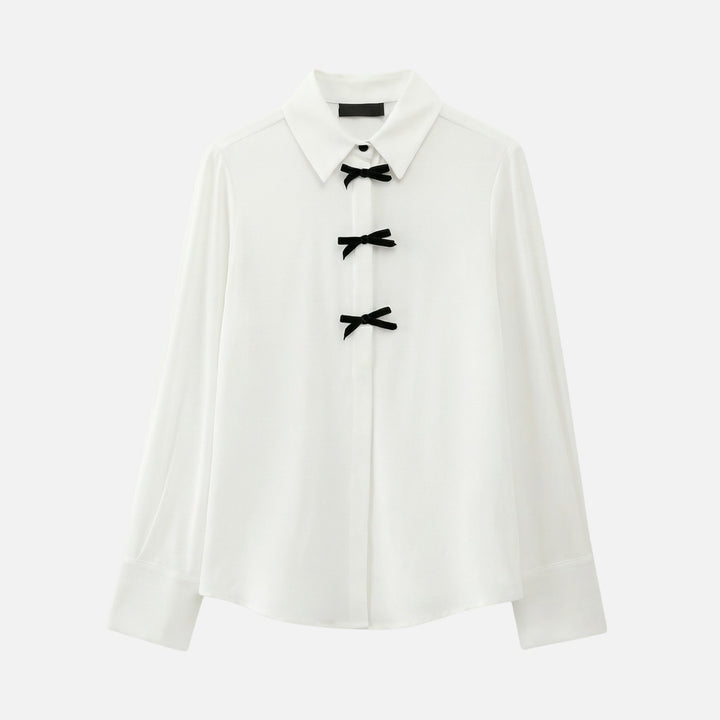 Polka Dot Blouse with Bow Collar for Women