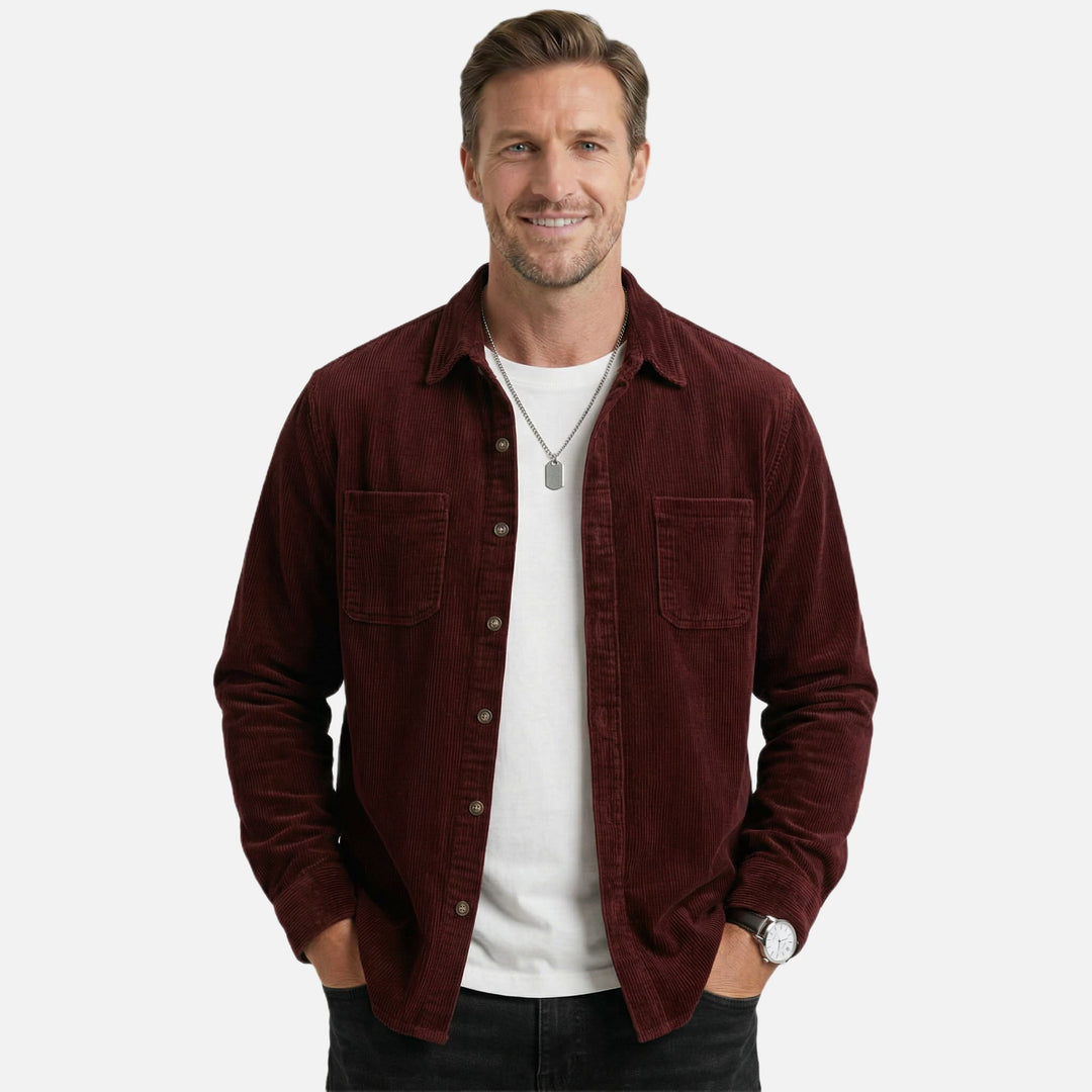 Geripptes Baumwollmix Overshirt – Lockere Passform für Herren