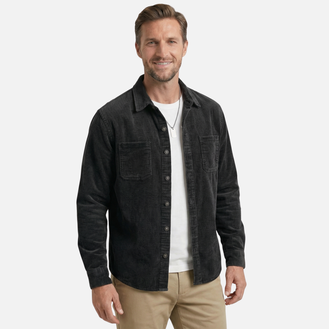 Geripptes Baumwollmix Overshirt – Lockere Passform für Herren