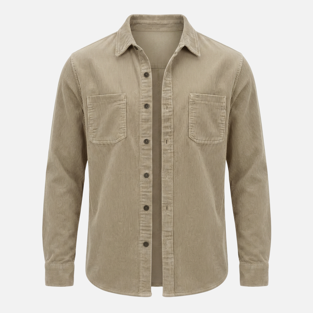 Geripptes Baumwollmix Overshirt – Lockere Passform für Herren