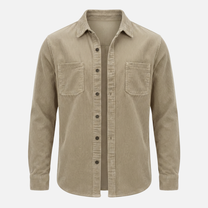 Geripptes Baumwollmix Overshirt – Lockere Passform für Herren