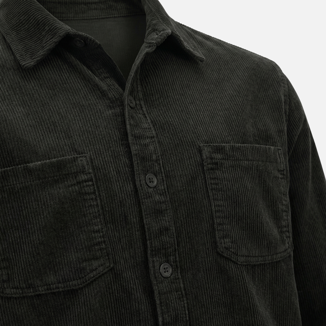 Geripptes Baumwollmix Overshirt – Lockere Passform für Herren