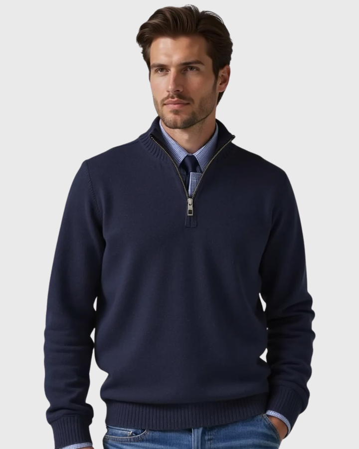 Half-Zip Sweater with Zipper Accent for Men