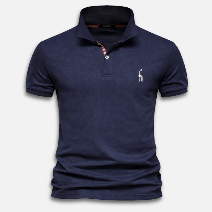 Men's knitted polo shirt with short sleeves – Classic fit with button placket