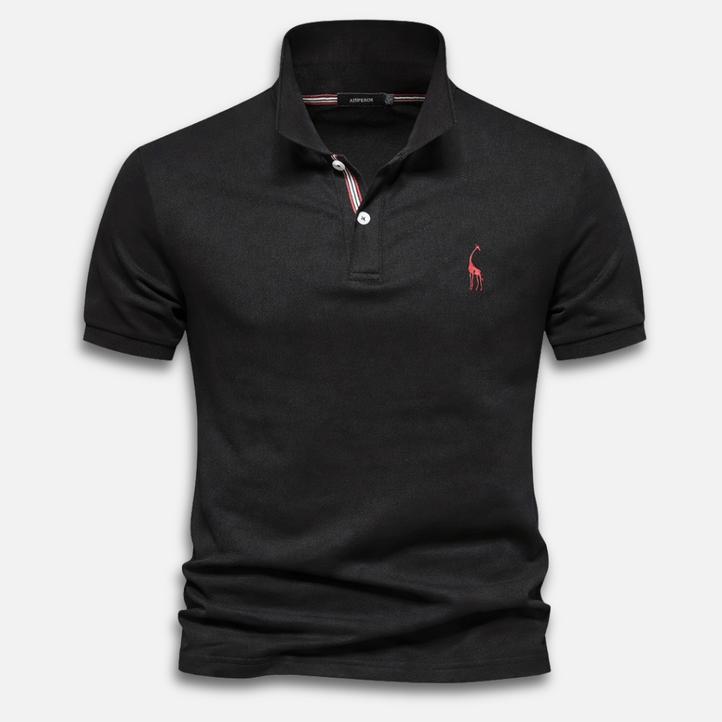Men's knitted polo shirt with short sleeves – Classic fit with button placket