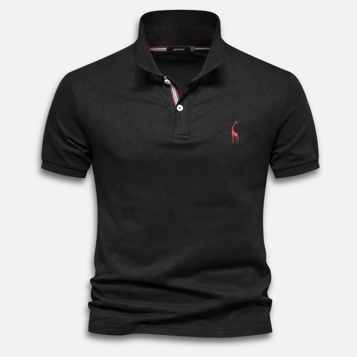 Men's knitted polo shirt with short sleeves – Classic fit with button placket