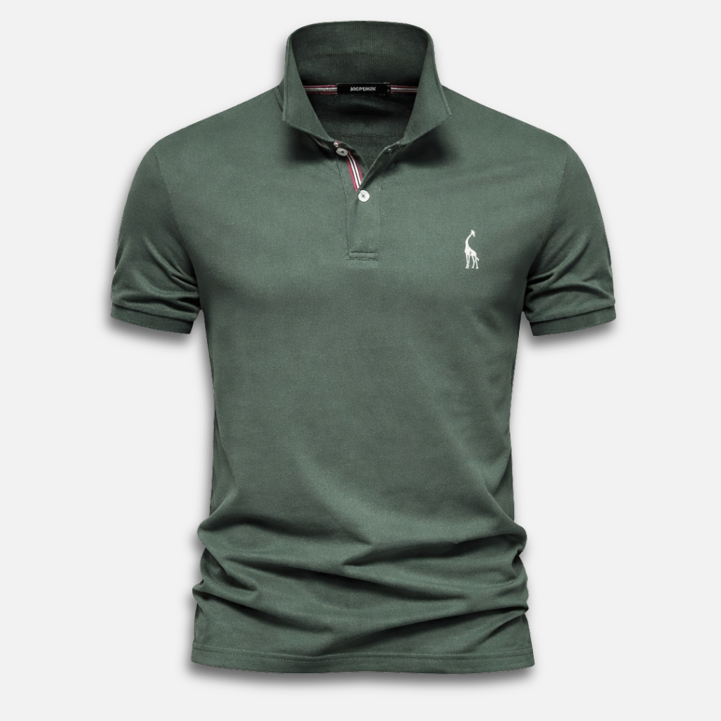Men's knitted polo shirt with short sleeves – Classic fit with button placket