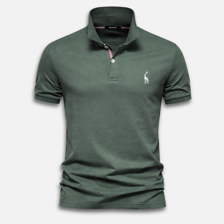Men's knitted polo shirt with short sleeves – Classic fit with button placket