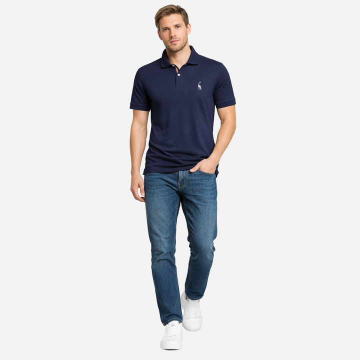 Men's knitted polo shirt with short sleeves – Classic fit with button placket