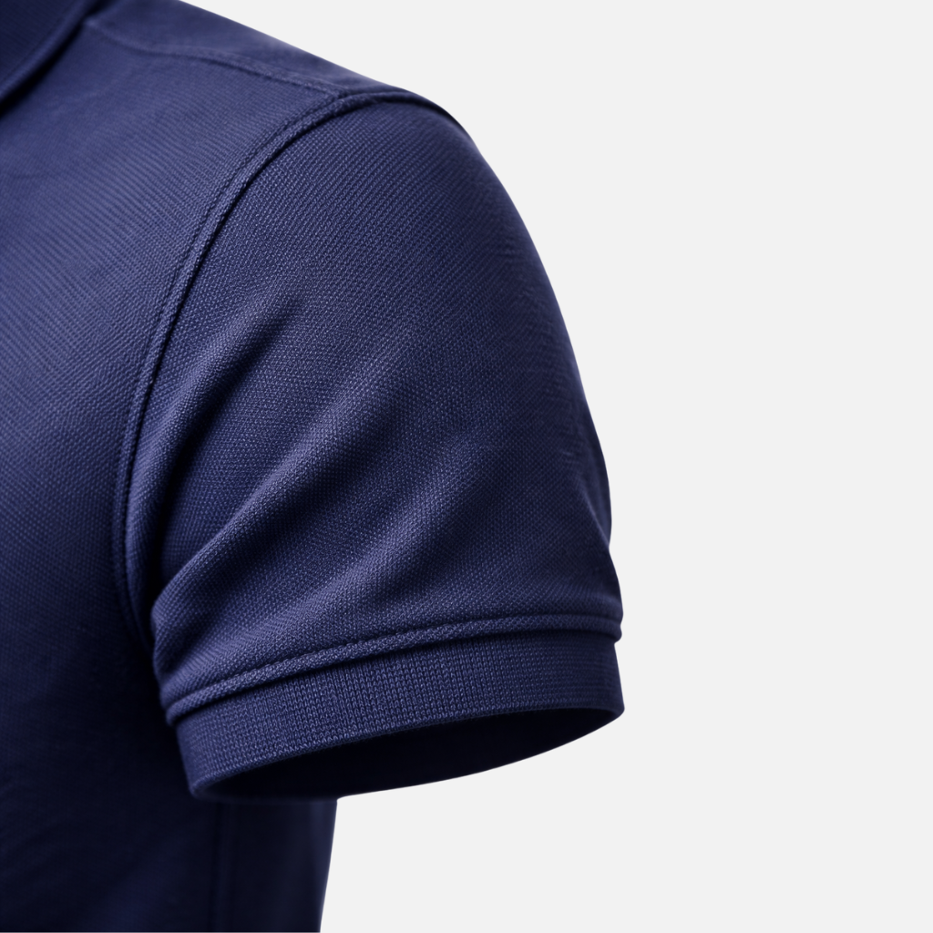 Men's knitted polo shirt with short sleeves – Classic fit with button placket