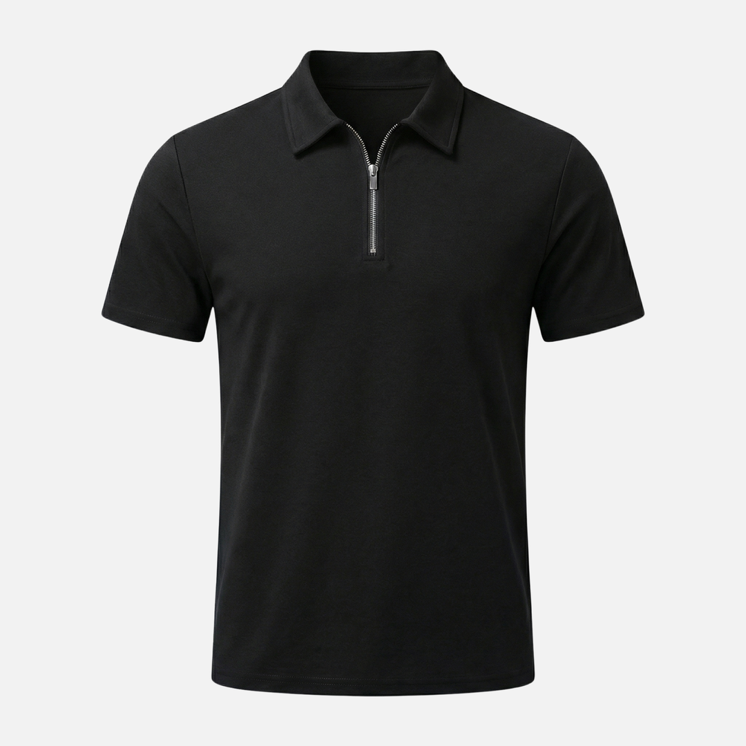 Herren-Kurzarm-Polo aus Baumwolle – Quarter-Zip mit Piqué-Struktur