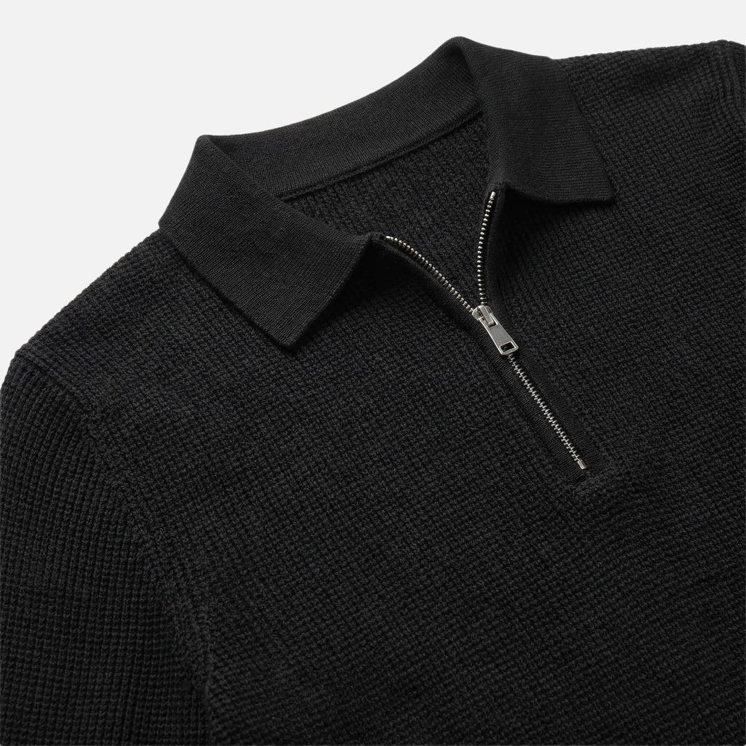 Men's Quarter-Zip in Lightweight Waffle Knit – Pointed Collar