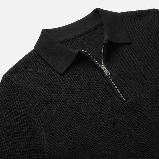 Men's Quarter-Zip in Lightweight Waffle Knit – Pointed Collar