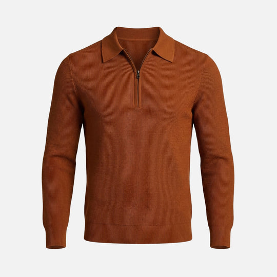 Men's Quarter-Zip in Lightweight Waffle Knit – Pointed Collar