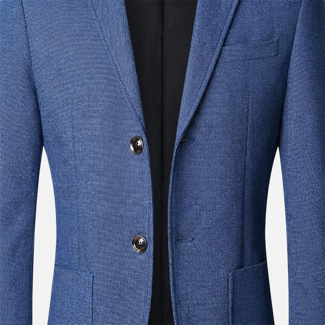 Men's Slim-Fit Blazer in Lightweight Wool Blend with Side Pockets