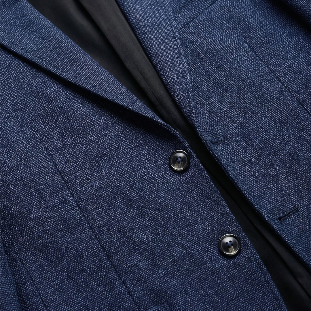 Men's Slim-Fit Blazer in Lightweight Wool Blend with Side Pockets