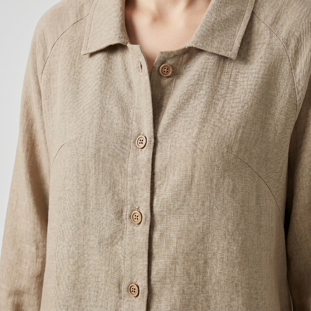 Light jacket with herringbone pattern and button placket for women