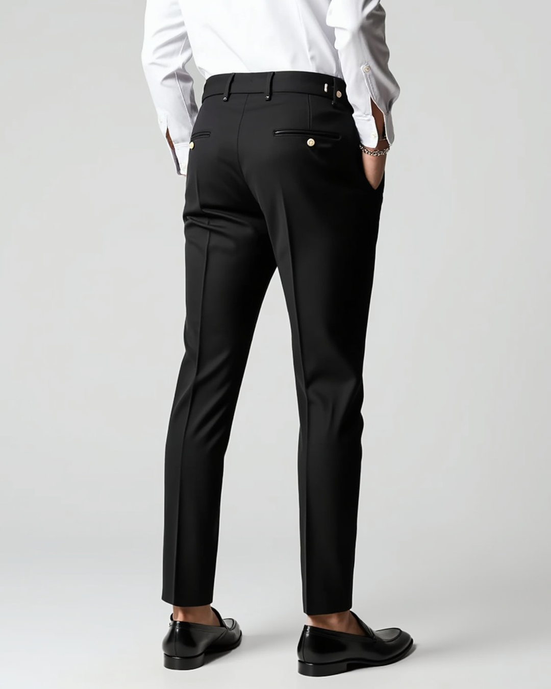 Pleated front trousers with side pockets for men