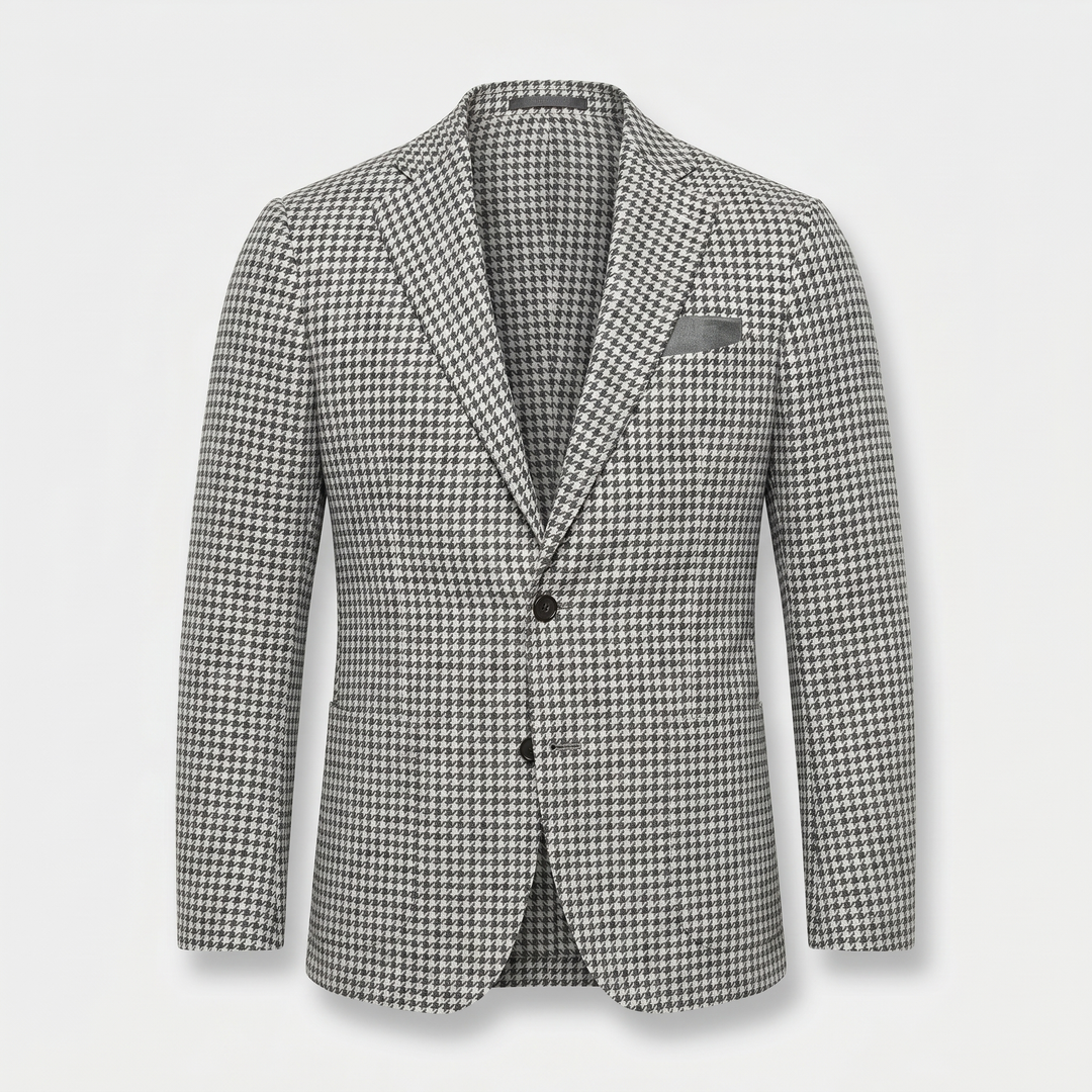 Sacou slim fit cu model pepit din amestec de lână pentru bărbați